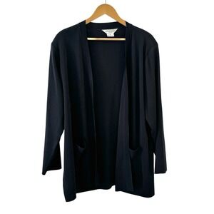 Misook Womens Open Front Cardigan Sweater Size 3X Black Knit Career Capsule